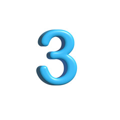 3d realistic blue number three icon