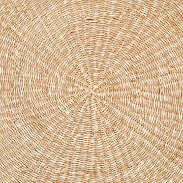 Round straw woven pattern texture or background