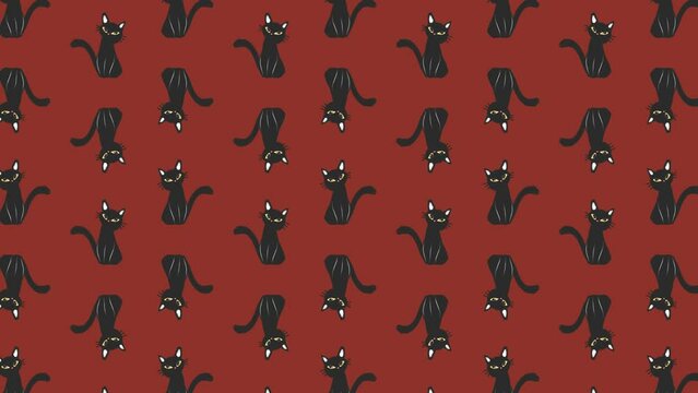 猫_イラスト背景アニメーション_赤