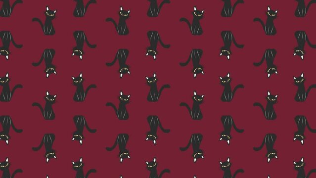 猫_イラスト背景アニメーション_深紅