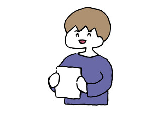 紙を見せる私服の男性