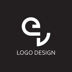 simple letter E V monogram logo design template