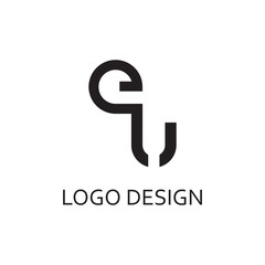 simple letter E U monogram logo design template