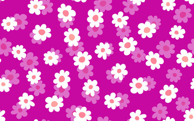 Seamless floral pattern based on traditional folk art ornaments. Colorful flowers on color background. Scandinavian style. Sweden nordic style. Vector illustration. Simple minimalistic pattern