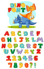 Fototapeta premium English alphabet A-Z with dinosaur cartoon characters
