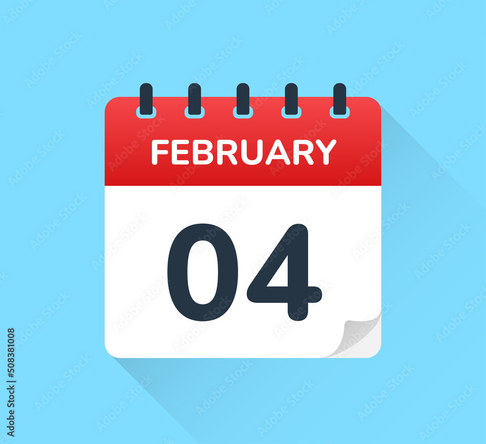 Poster february 04 date on calendar vector icon