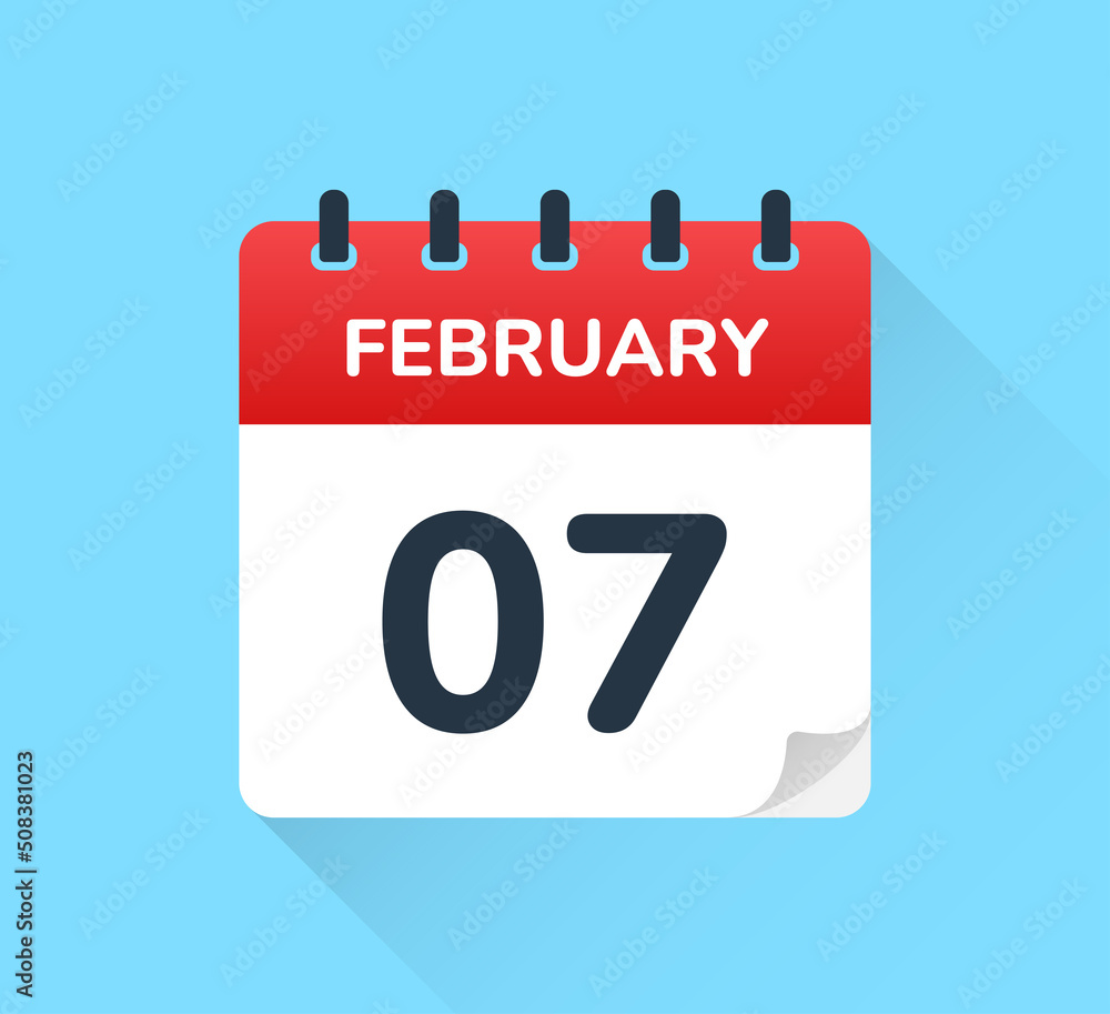 Poster february 7. vector flat design of daily calendar icon. date and day of the year.