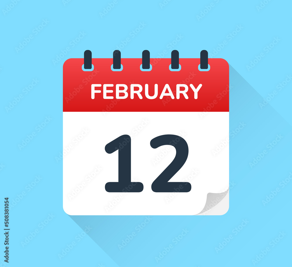 Poster february 12 date on calendar vector icon