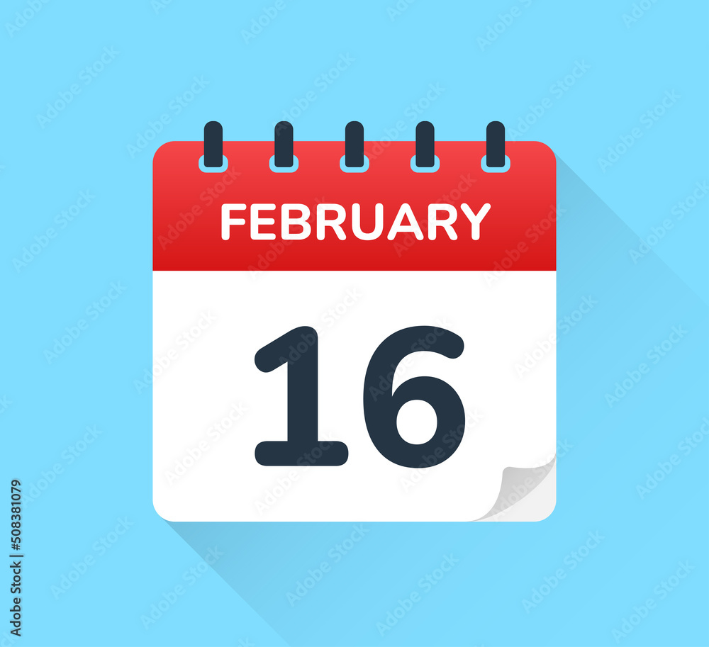 Poster february 16 date on calendar vector icon