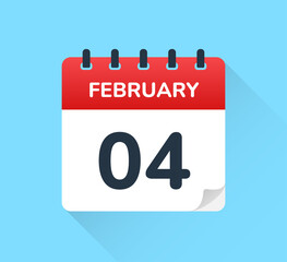 February 04 date on calendar vector icon