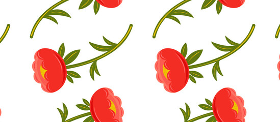 bright seamless pattern with red flowers
