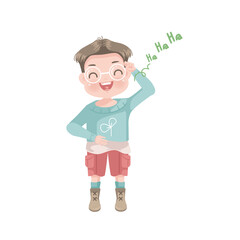 Positive expressions of feelings and gestures of little boy