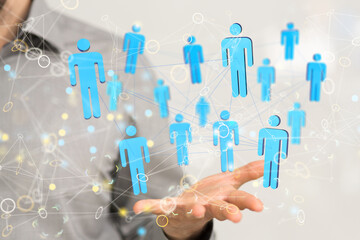 Global network. Blockchain. 3D illustration. Neural networks and artificial intelligence. Abstract