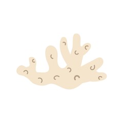 Obraz premium Sea coral branch. Marine ocean polyp. Underwater undersea tropical abstract fauna. Flat vector illustration isolated on white background