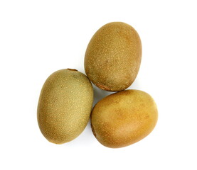 Whole golden kiwifruit kiwi (Actinidia chinensis) on white background