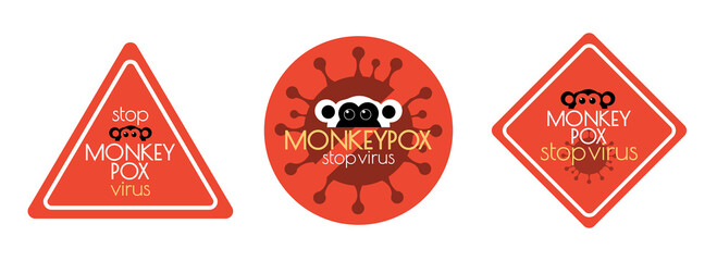 Stop Monkeypox virus icon set.