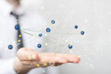 Global network. Blockchain. 3D illustration. Neural networks and artificial intelligence. Abstract