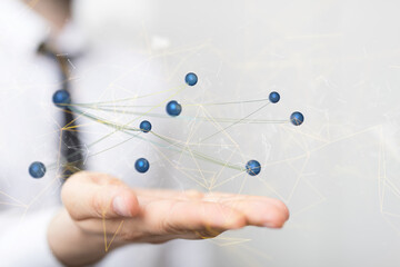 Global network. Blockchain. 3D illustration. Neural networks and artificial intelligence. Abstract