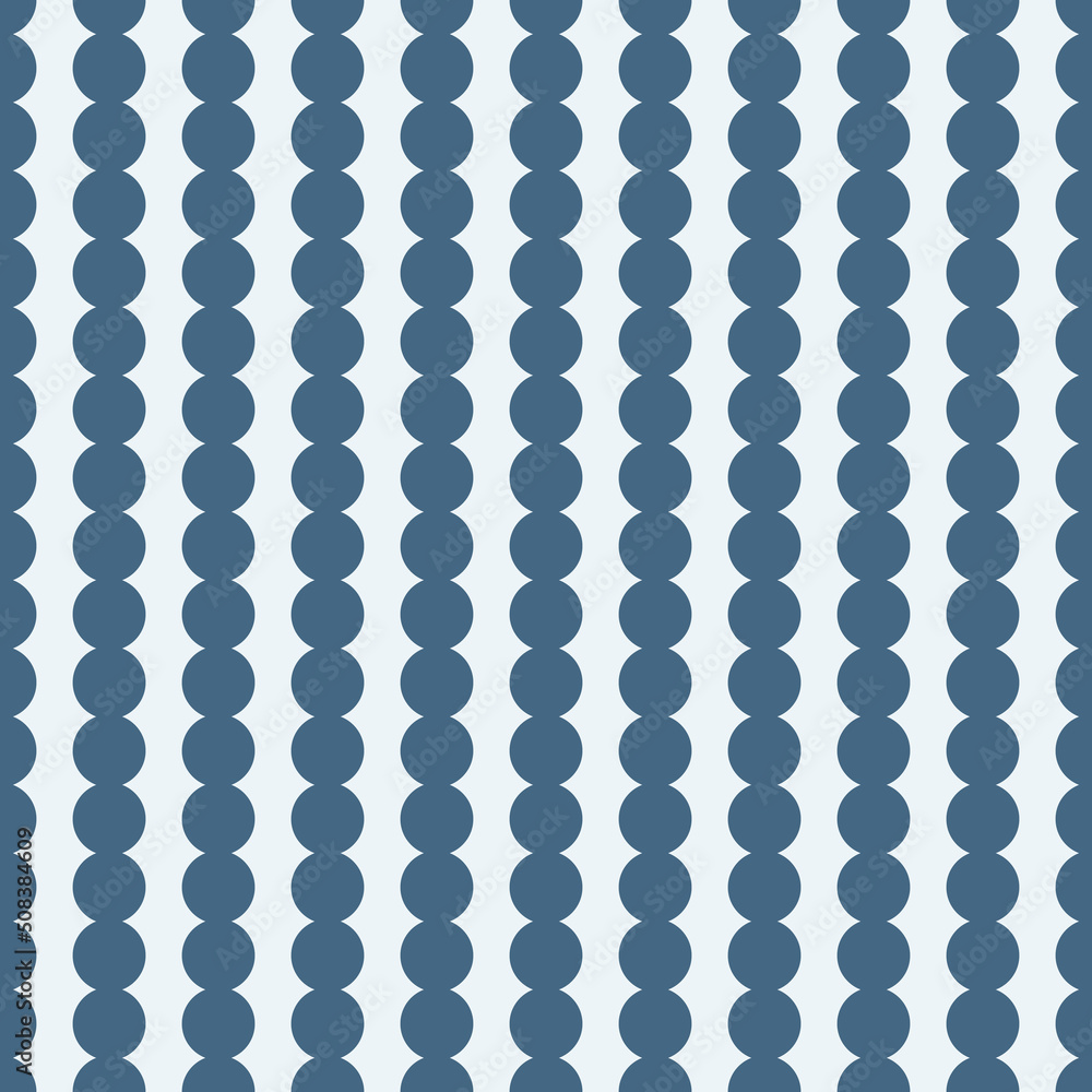 Poster Blue columns made of circles for interior decoration. Seamless pattern of minimal style in the form of circles in a row, connected in columns.