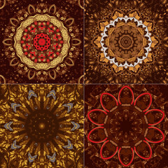 Set of unique rare and colorful psychedelic surreal Mandala (2)