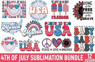 4th of July sublimation bundle - obrazy, fototapety, plakaty