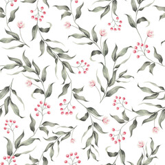 Watercolor seamless floral pattern with 