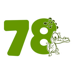 78, Number seventy eight with crocodile cartoon character, Birthday Anniversary