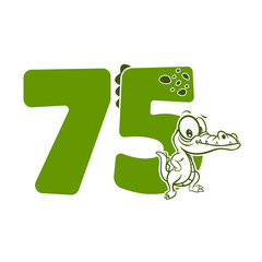 75, Number seventy five with crocodile cartoon character, Birthday Anniversary