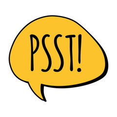 Psst word. Comic speech bubble. Text sound effects.