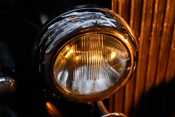 old style headlight of the car