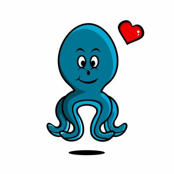vector illustration of cartoon octopus