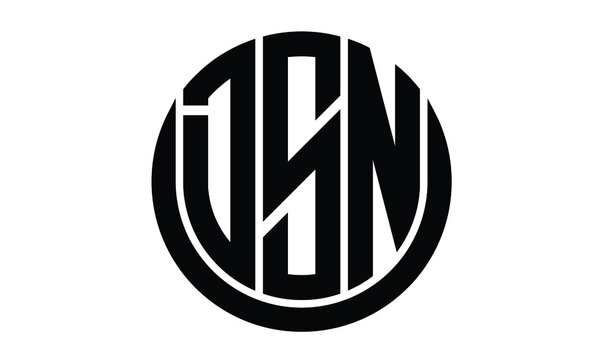 DSN shield in circle logo design vector template. lettermrk, wordmark, monogram symbol on white background.