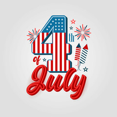 American Independence Day. 4th July national holiday Festive vector illustration EPS 10.
