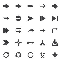 Basic arrows vector icons set