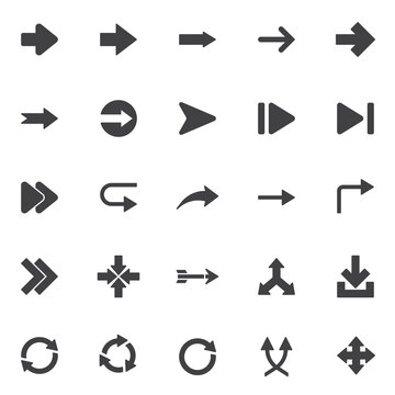 Basic arrows vector icons set
