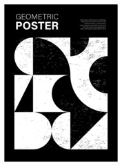 Minimal geometric design poster, vector template with primitive shapes