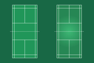 Badminton field flat design, Sport field graphic illustration, Vector of badminton court and layout.