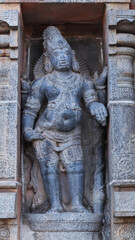 Carved Idol of Kuber on wall of Nataraja Temple, Chidambaram, Tamilnadu, India