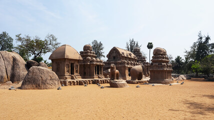 Full View of Five Rathas, Mahabalipuram, Tamilnadu, India
