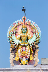 Statue of Aadi Shakti Goddess Durga on entrance of Nataraja Temple, Chidambaram, Tamil Nadu, India