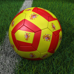 Plakat Soccer Ball with Spanish Flag