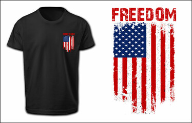 Freedom American Grunge Flag Design