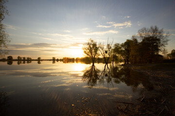 sunset over the river