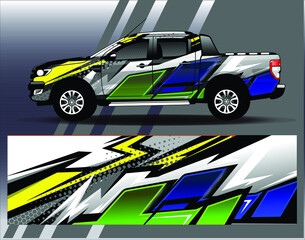 Obraz premium Car wrap design vector. Graphic abstract stripe racing background kit designs for wrap vehicle, race car, rally, adventure and livery