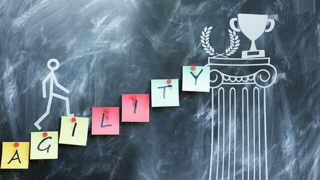 Agility make steps to success, wealth and prosperity in personal and business life. Agility help reaching awards and gratification for your hard work.,3d illustration