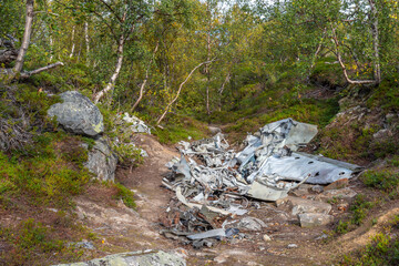 German bomber wreckage from Second World War, Finnmark, Norway 
