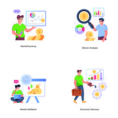 Set of Finance Flat Vectors