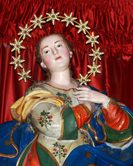 The Immaculate Virgin with the crown of 12 stars according to the Apocalypse description inside the Church of Saint Biagio in Serra San Bruno (Calabria)