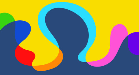 Random fluid doodle summer colorful background vector design. Wallpaper banner, magazine, social media, creative album, art cover editable layout illustration template.