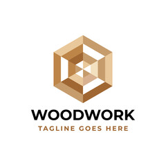 hexagon wood logo design